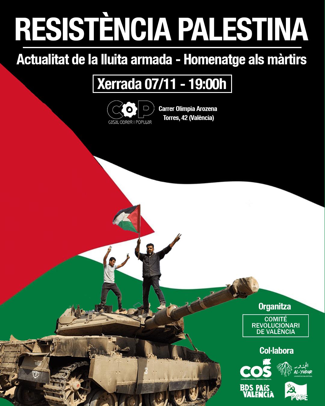Charla sobre la Resistencia Palestina en València (19:00h – 07/11)