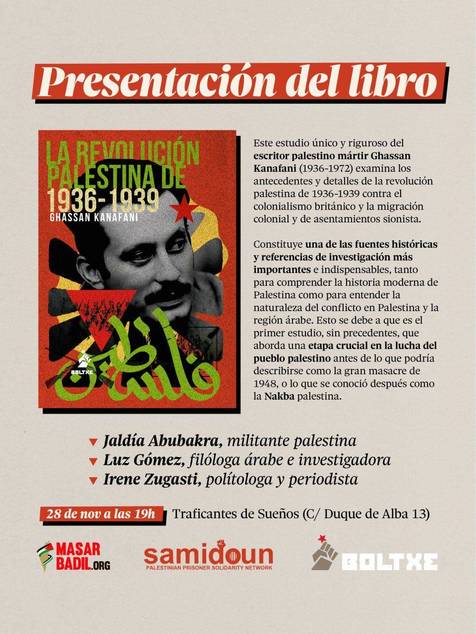 Presentación de «La revolución palestina de 1936-1939» de Ghassan Kafanani en Madrid
