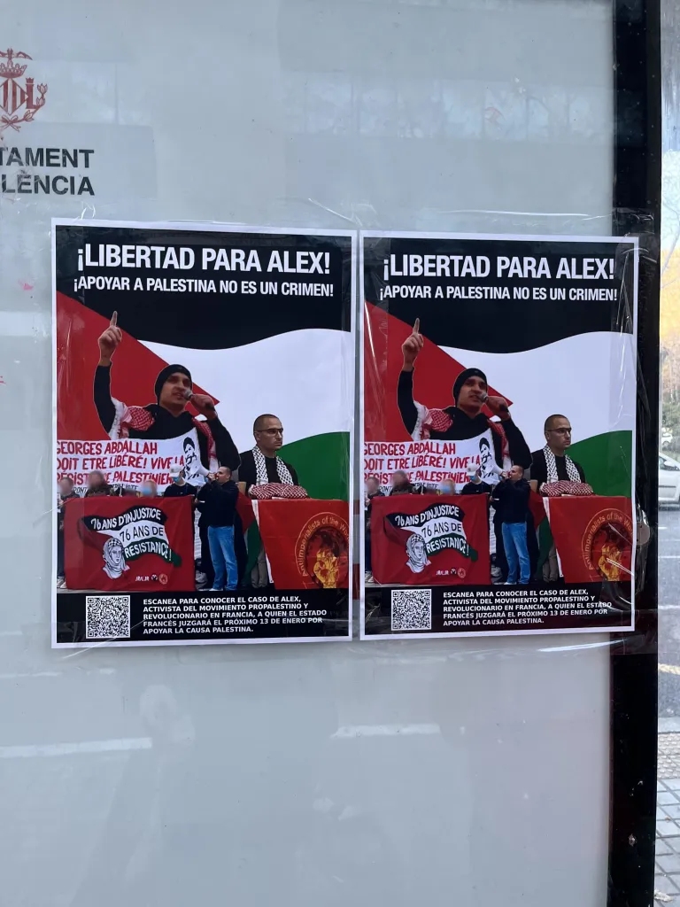 Acciones de solidaridad con Alex, militante propalestino francés