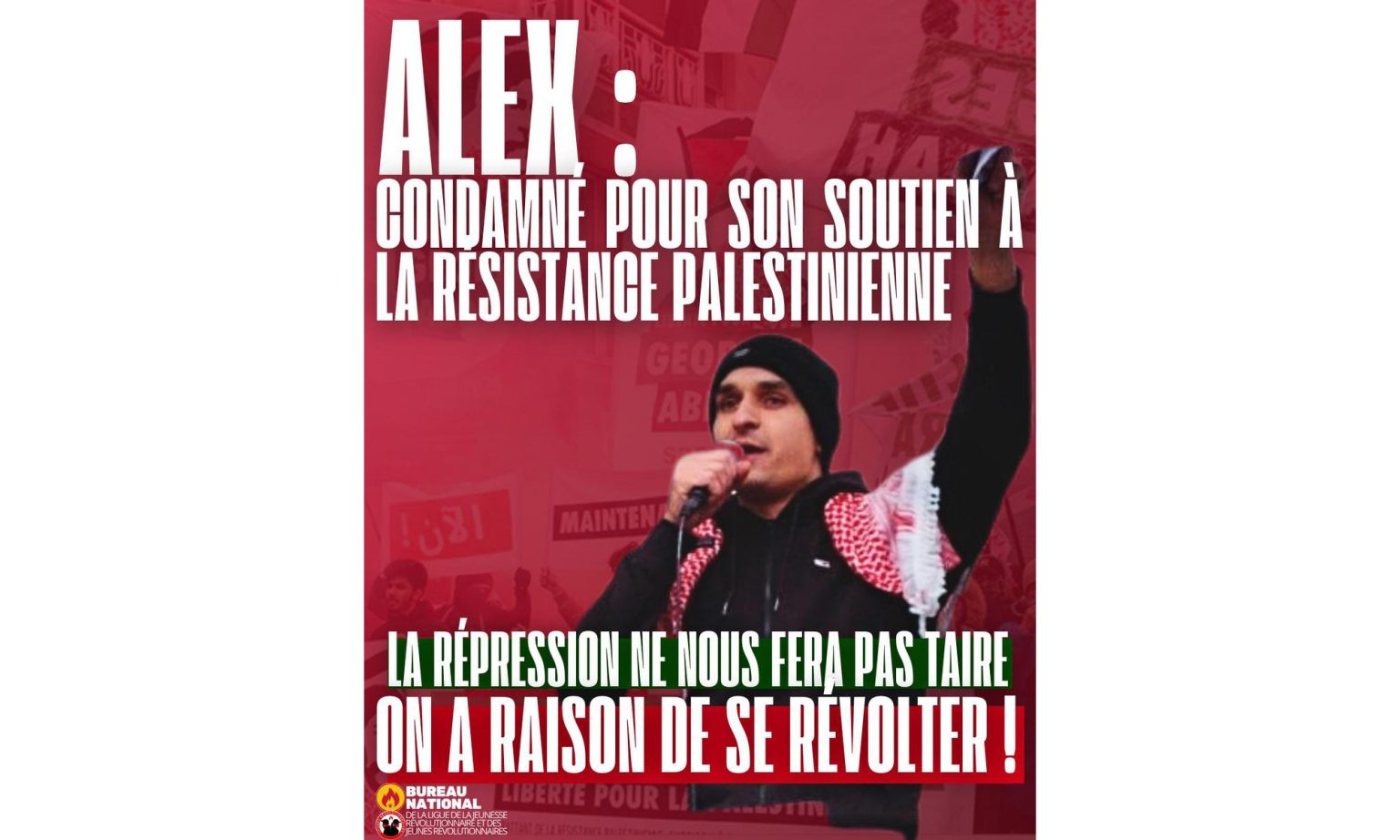 [Francia] Justicia burguesa condena a Alex por defender a Palestina