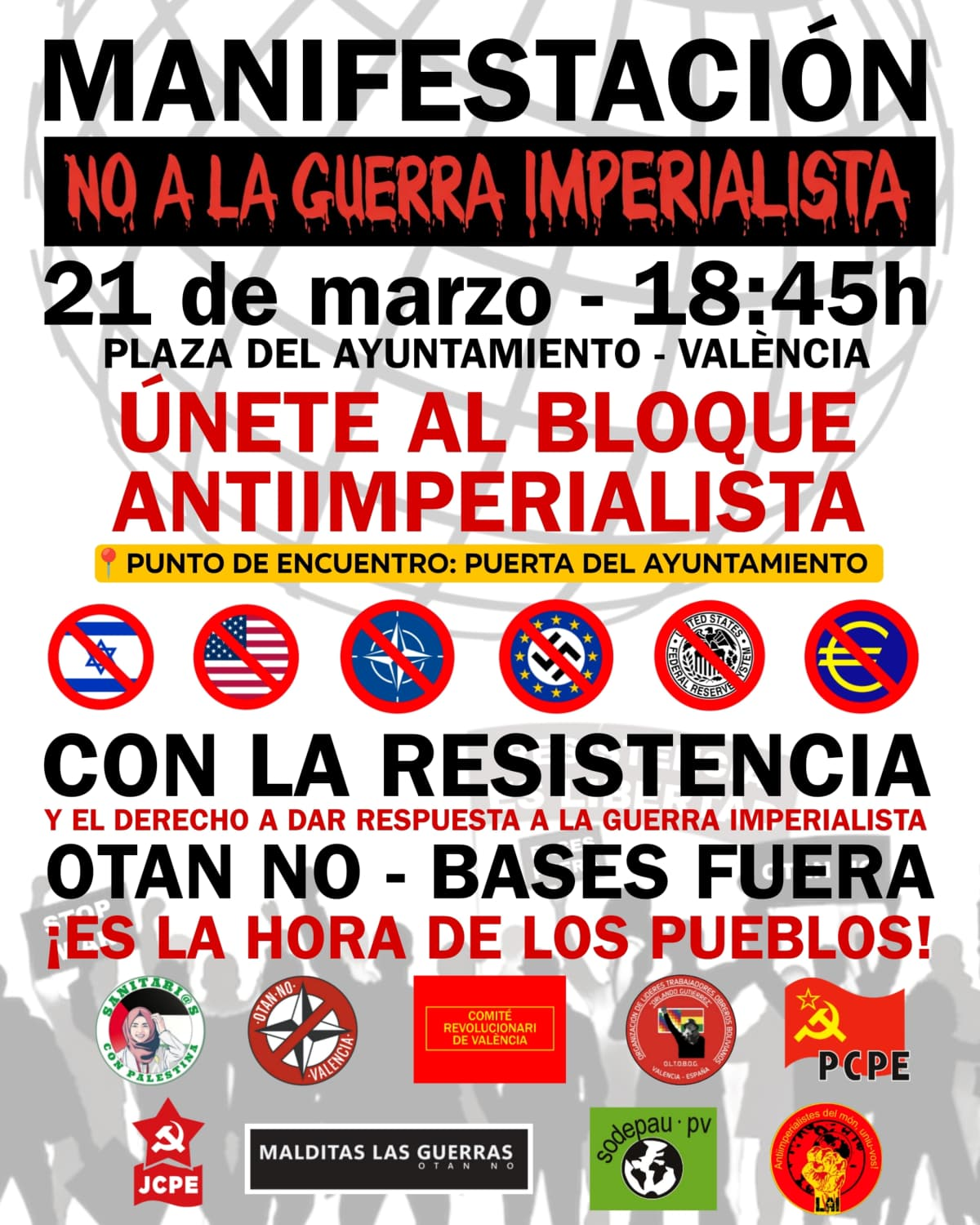 Manifestación contra la guerra imperialista en València