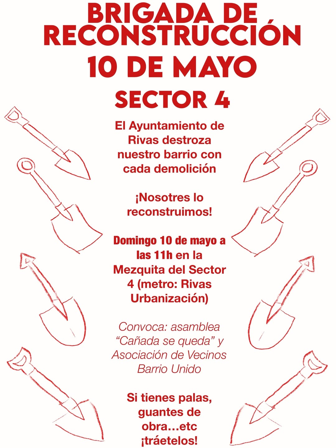 Brigadas de reconstrucción en la Cañada Real el 10 de mayo