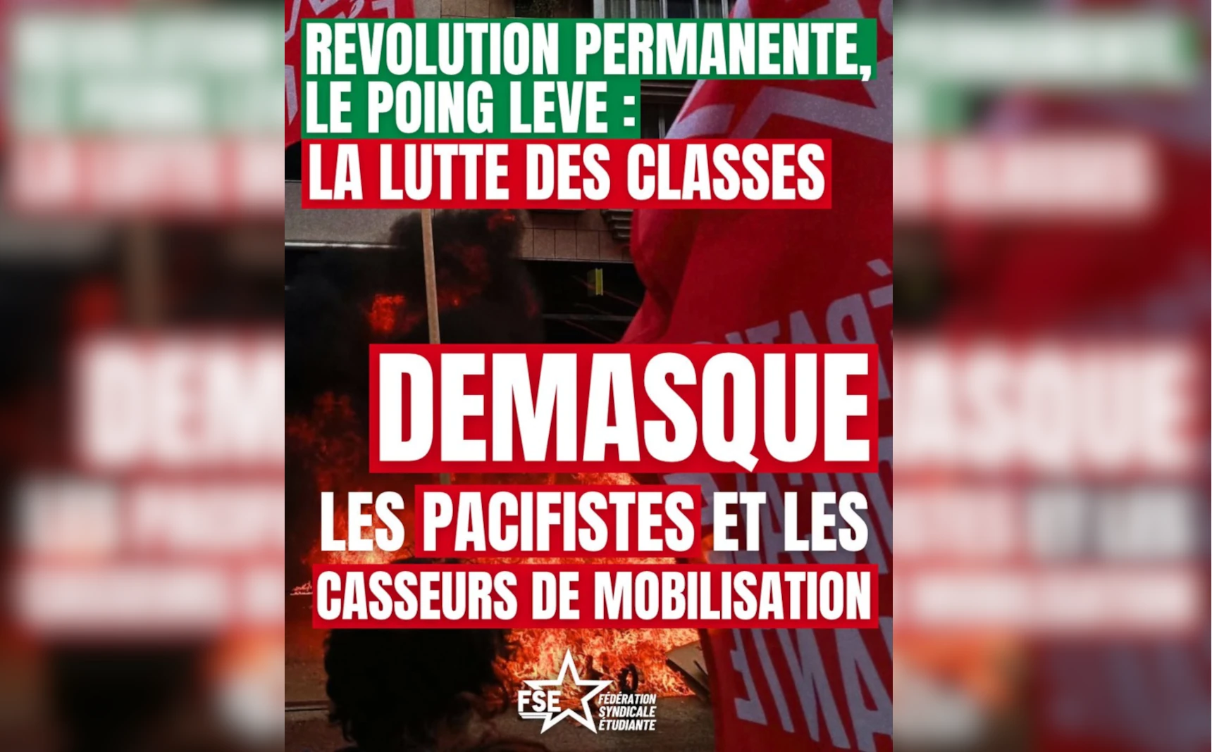 [Francia] El sindicato estudiantil FSE denuncia prácticas traidoras de los trotskistas de «Révolution Permanente»